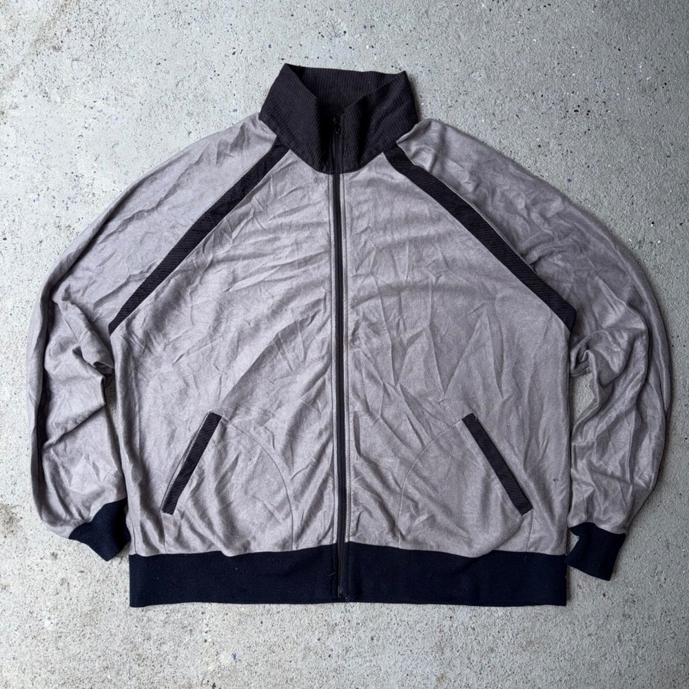 Vintage JC Penney The Mens Shop Contemporary Track Jacket Grey Black Zip Up‎
